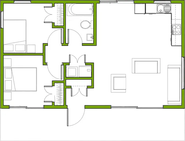Barton — 2 Bed, 680 sq ft ADU plan
