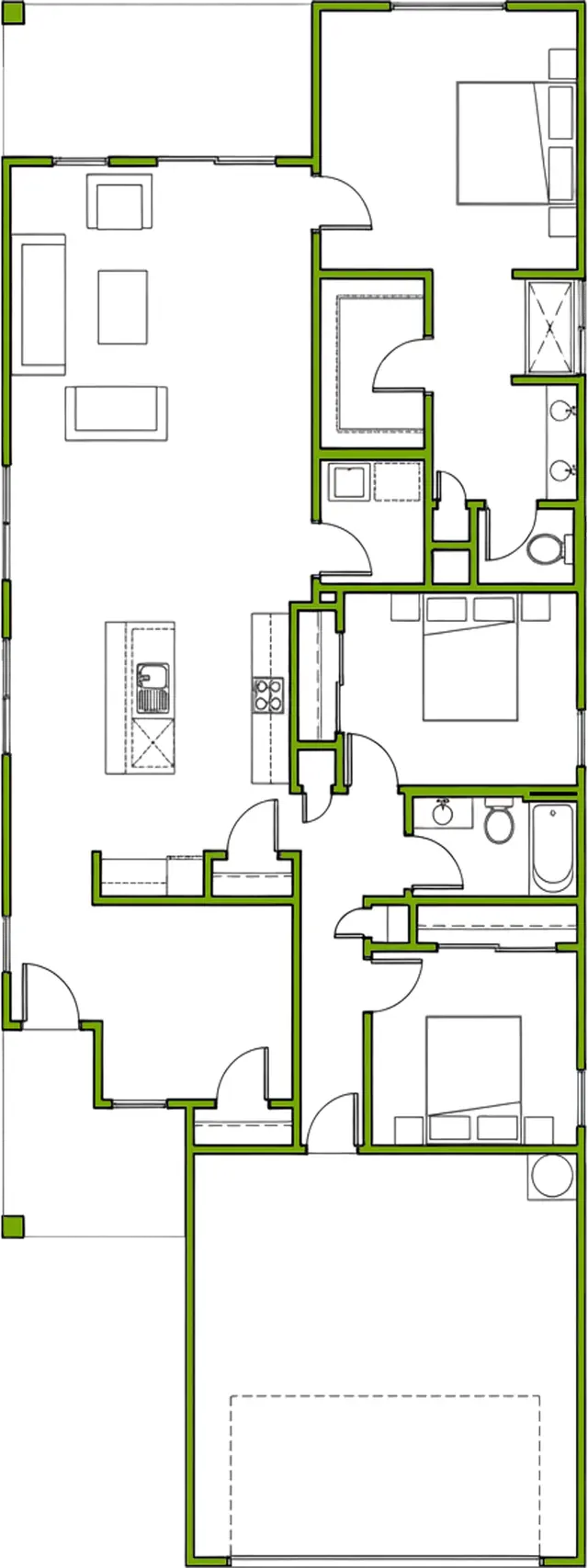 Bungalo — 3 Bed, 1601 sq ft ADU plan